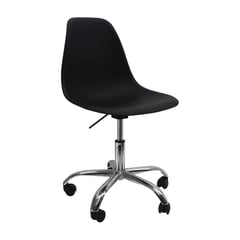 JX - SILLA EAMES TULIP OFICINA - NEGRO ALCOLCHONABLE CROMADA