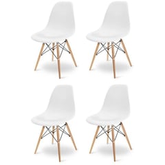 GENERICO - Kit 4 sillas charles eames madera blancas - eiffel