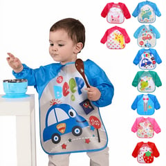 BABY ON - Babero delantal bebés y niños de manga larga impermeable