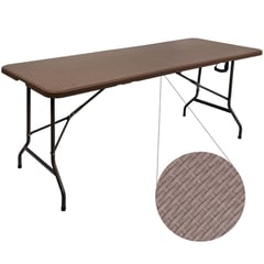 STAY ELIT - Mesa plegable portafolio tipo mimbre rattan 1.80 m resistente