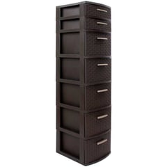 PLASTICOS MQ - Cajonero Organizador Modular 7 Niveles Tipo Rattan Marca Mq