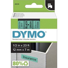 DYMO - Etiqueta D1 plástica 12mm texto negro fondo verde