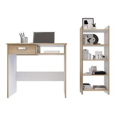 MADERKIT - Mueble Escritorio + Biblioteca Color Rovere P00179