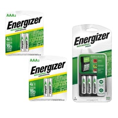 ENERGIZER - Cargador de Pilas MAXI Energizer + 4 Pilas AAA
