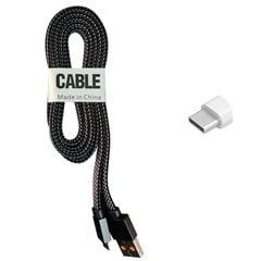 PLATINA - CABLE TIPO C NEGRO TIPO TELA PLANO