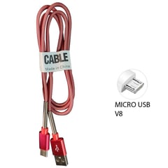 PLATINA - CABLE MICRO USB V8 ROJO TIPO CUERDA