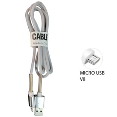 PLATINA - CABLE MICRO USB V8 BLANCO TIPO CUERDA