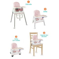 HAPPY BABY - Silla comedor bebe 4en1 Zoe Rosa