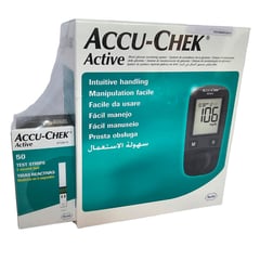 ACCU CHEK - Glucometro active 50 tiras 50 lancetas