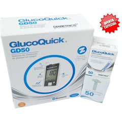 GLUCOQUICK - Combo glucometro gd50 - bluetooth con 50 tiras 50 lancetas