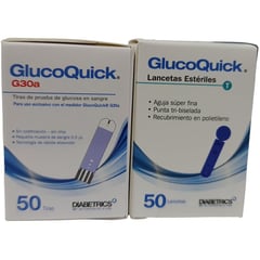 GLUCOQUICK - 50 tirillas de prueba g30a + 50 lancetas