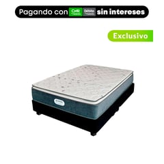 AMERICANA DE COLCHONES - Colchón con Base Cama Doble Firmeza Media Ortopédico Resortado con Pillow Non Flip 140x190cm - Sin Intereses, Te Devolvemos el 100% de los Intereses Pagando con Tarjeta CMR Banco Falabella Pagando a 3, 4, 6, 12 o 24 Cuotas