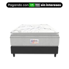 AMERICANA DE COLCHONES - Colchón con Base Cama Queen Firmeza Media Ortopédico Resortado con Pillow Non Flip 160x190cm - Sin Intereses, Te Devolvemos el 100% de los Intereses Pagando con Tarjeta CMR Banco Falabella Pagando a 3, 4, 6, 12 o 24 Cuotas