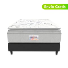 AMERICANA DE COLCHONES - Colchón con Base Cama Queen Firmeza Media Ortopédico Resortado con Pillow Non Flip 160 x 190 cm - Compra Sin Interes, Te Devolvemos el 100% de los Intereses Pagando a 3, 6, 12 o 24 Cuotas con Tarjeta CMR Banco Falabella