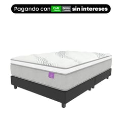 AMERICANA DE COLCHONES - Colchón con Base Cama Doble Firmeza Media Ortopédico Resortado con Pillow Non Flip 140x190cm - Sin Intereses, Te Devolvemos el 100% de los Intereses Pagando con Tarjeta CMR Banco Falabella Pagando a 3, 4, 6, 12 o 24 Cuotas