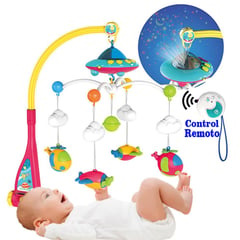 HUANGER - Movil Musical Cuna Bebe Con Proyector Y Control Remoto