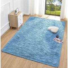 FEEL GREEN - Tapete alfombra peluda Azul claro - tapete de peluche - 100 × 150 cm