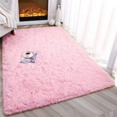 FEEL GREEN - Tapete Alfombra Peluda Rosa - tapete de peluche - 100 × 150 cm