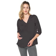 MOMS CLOSET - Blusa Maternidad Pechera Cruzada Negra