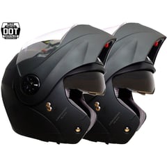 ICH - 2 cascos para moto 3110 abatible certificado negro mate