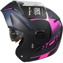 ICH - Casco moto 3110 abatible certificado dot color fucsia