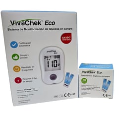 ECO - KIT GLUCOMETRO VIVACHECK 50 TIRAS Y 50 LANCETAS