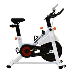 URBANFIT PRO - Bicicleta Estática Spinning Pro Gym 15kg Monitor - Blanco