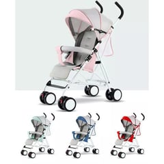 KIDSHOP - Coche para bebe paseador tipo sombrilla liviano Rosado701-2