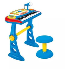 KIDSHOP - Organeta piano teclado mp3 para niños con silla azul