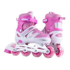 KIDSHOP - Patines semiprofesionales niños kit protección rosa 35-38