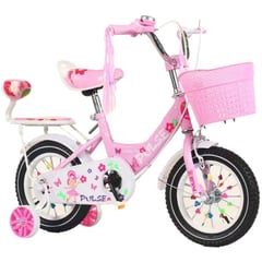 KIDSHOP - Bicicleta Infantil Con Canasta y Pito Rin 16 Rosado.