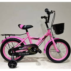 KIDSHOP - Bicicleta Niña Rin12 canasta ruedas auxil fucsia negro fm10