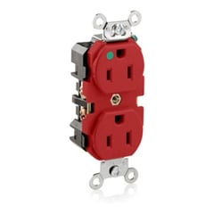 LEVITON - Toma Corriente Doble Grado Hospital 8200 Tradicional - Rojo - 4.06x1.31x1.11 cm