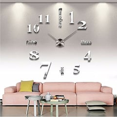 KIDSHOP - Reloj pared grande 3d 120cm decoracion plateado