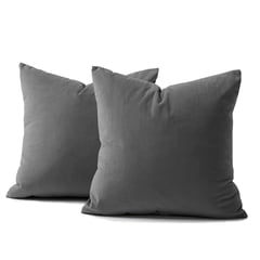 BANZAY - Funda X2 Cojines Decorativos Cuadrados en Tela - Gris oscuro