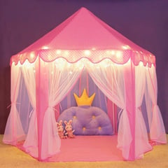 KIDSHOP - Carpa Castillo Infantil luces Para Princesas y Munecas Rosada CCG1