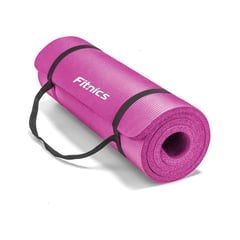 FITNICS - Mat Yoga Colchoneta Ejercicio Grueso15mm BolsoCorrea - Rosa