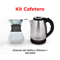 AMBER STYLE - Tetera hervidor eléctrico de agua 1.8L + Chemex 400ml