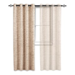 CASATUA - Cortina Blackout 100% Anti Luz, 1 Paño 140x220 Text Lino - Beige