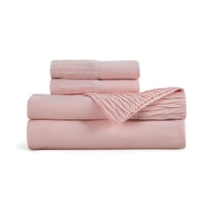 CASATUA - Sabanas Hotel Suave 1800 + Funda - Rosa - Sencillo