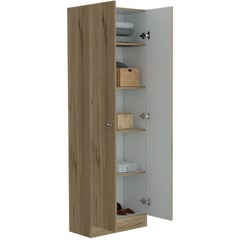 RTA MUEBLES - Closet ainara café claro y blanco con cinco entrepaños