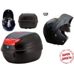 TOMCAT - Maletero para moto 30lt + casco ich 3110 abatible certificado