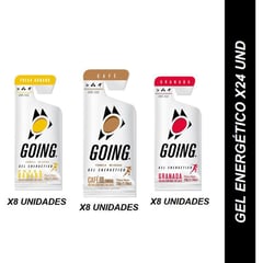 GOING - Geles energéticos (8 granad- 8 fresa b- 8 café) - 24 unidades