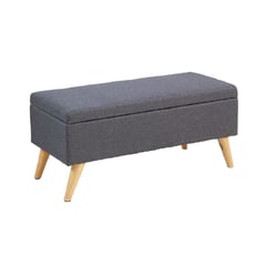 BANZAY - Puff Baul Sala o Pie de Cama Patas en Madera Natural - Gris Oscuro