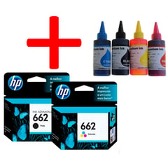 HEWLETT PACKARD - Cartuchos 662 + Tinta - Negro y Color Original Deskjet 2645 3515 3545