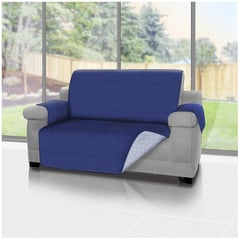 ENERGY PLUS - Forro protector de sofá y muebles reversible azul 2 Puestos