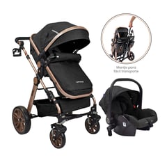 HAPPY BABY - Coche Alizze Travel System Negro Chasis Dorado