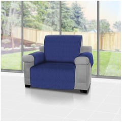 ENERGY PLUS - Forro protector de sofá y muebles reversible azul 1 puesto