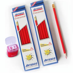 ARTESCO - 2 Caja Lapiz triangular rojo x12 + sacapunta