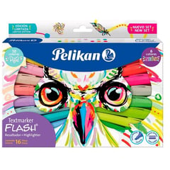 PELIKAN - Resaltador Flash Buho Caja 16 Colores